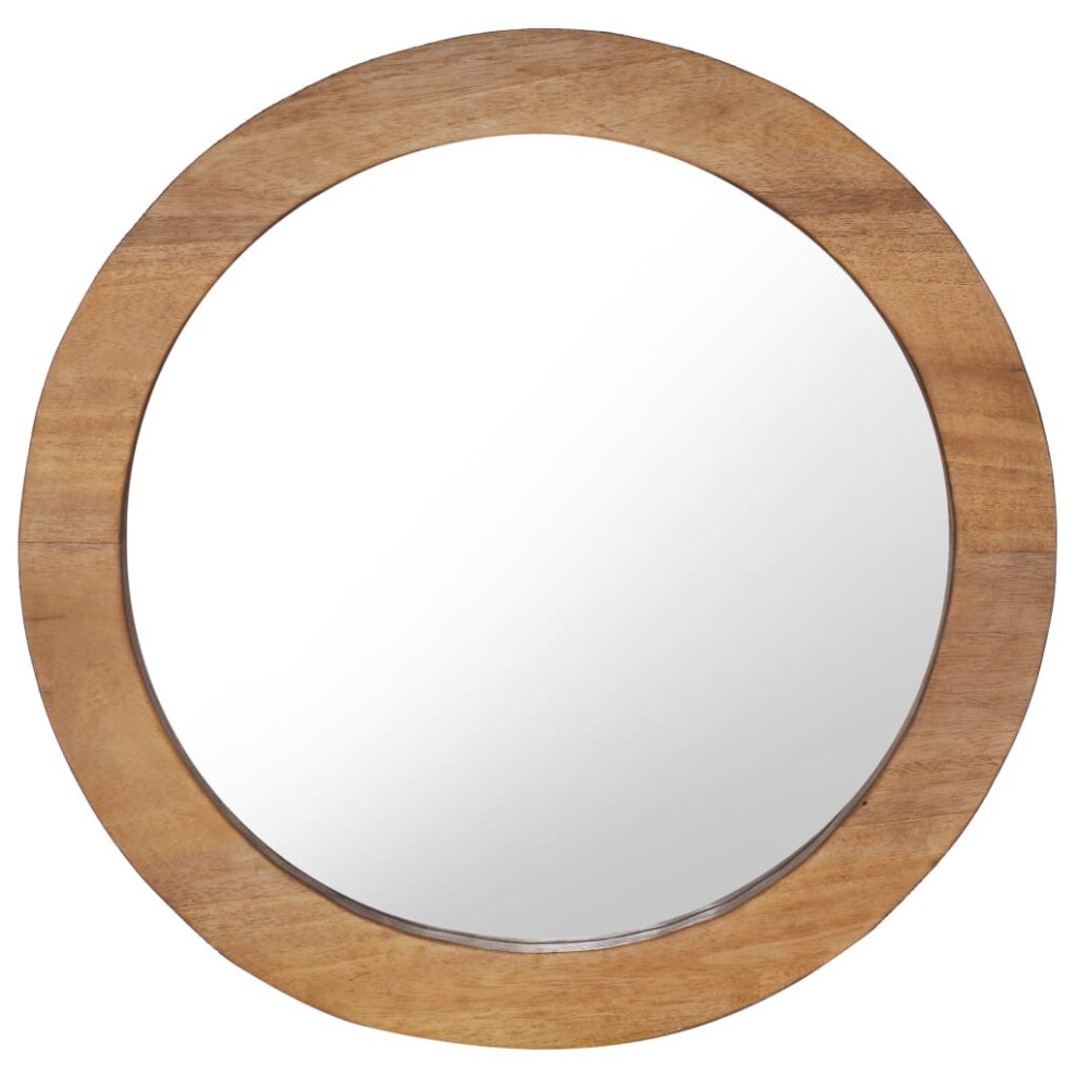 vidaXL Wall Mirror 60 cm Teak Round Home Decorative Hanging Wooden Mirror
