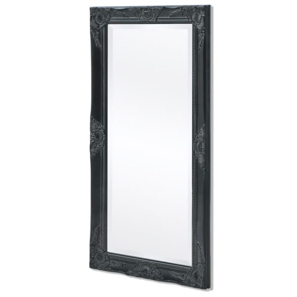 Wall Mirror Baroque Style 100x50 cm Black Hanging Vanity Glass Antique