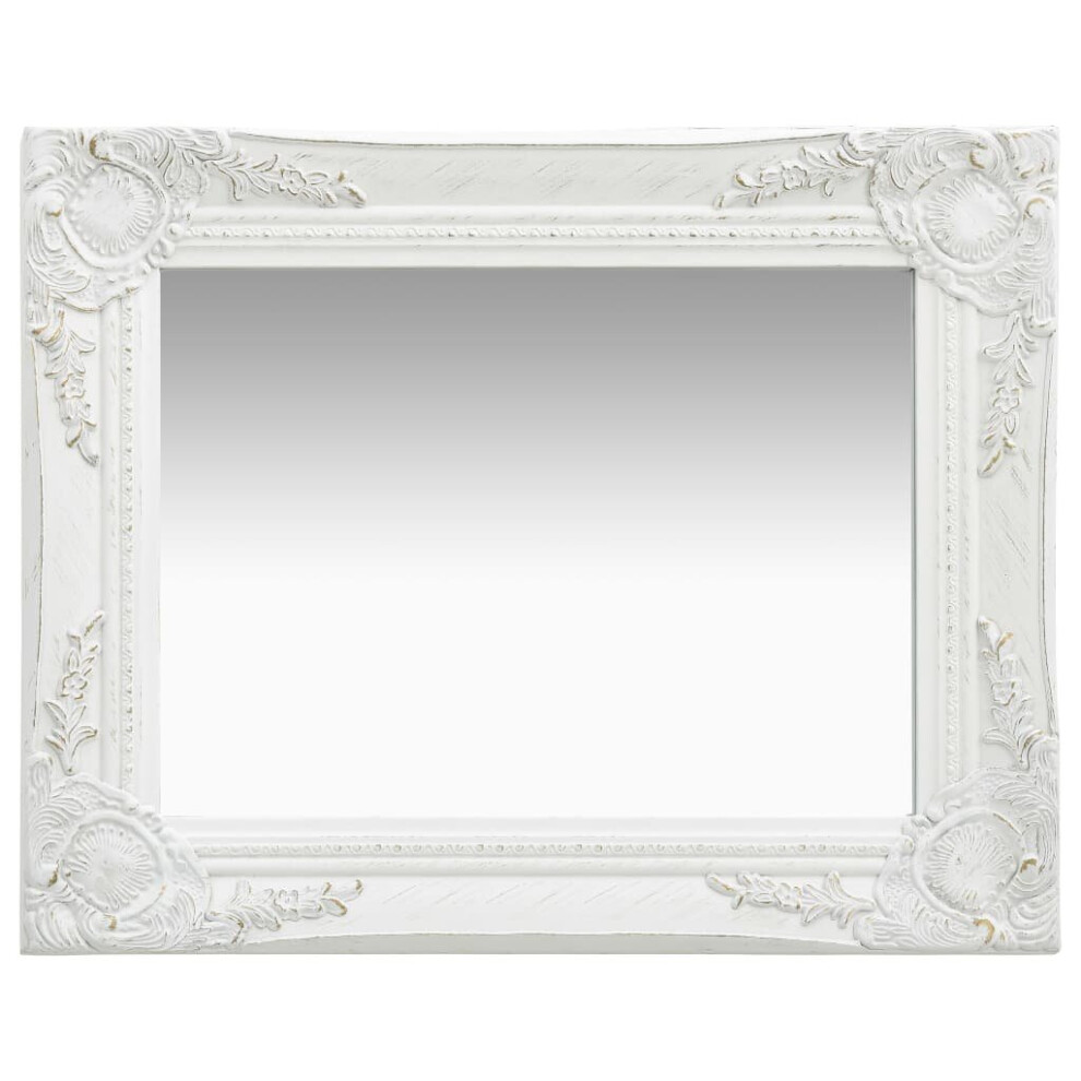 Wall Mirror Baroque Style 50x40 cm White