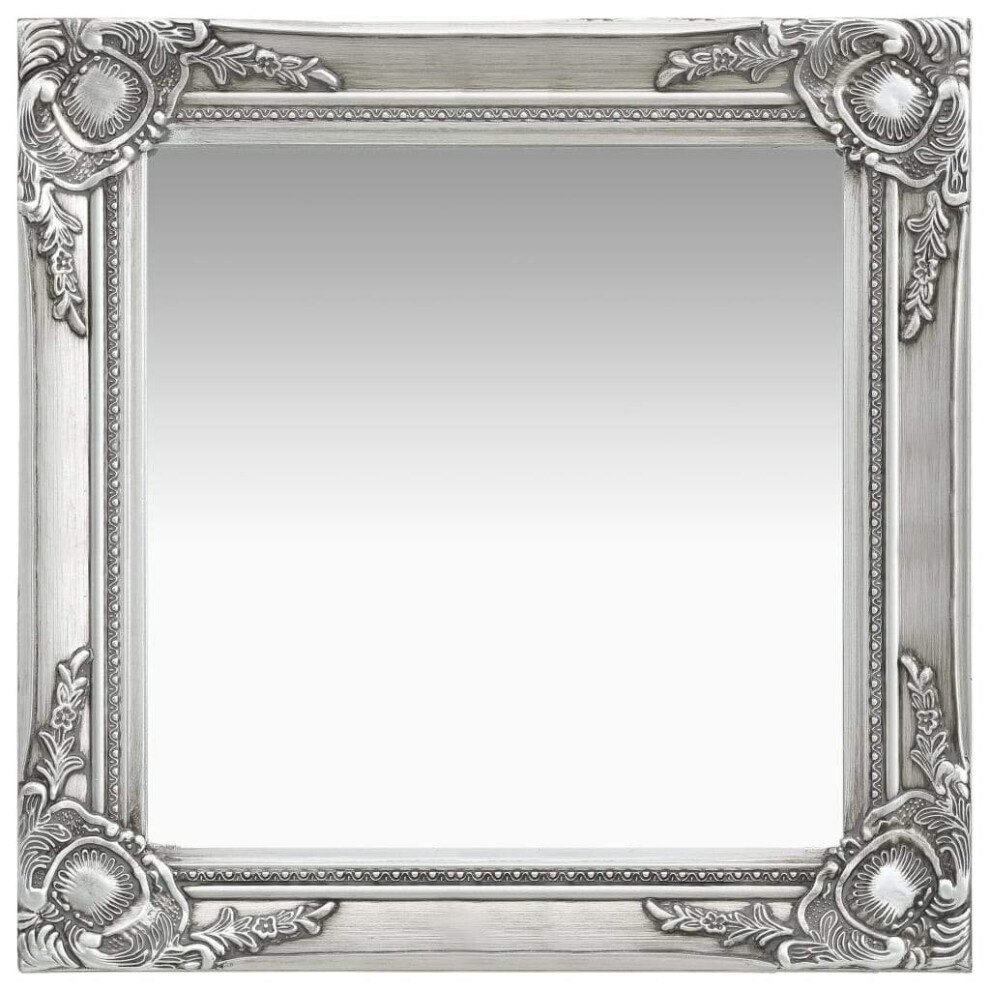 vidaXL Wall Mirror Baroque Style 50x50 cm Silver