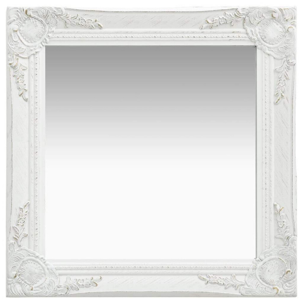vidaXL Wall Mirror Baroque Style 50x50 cm White