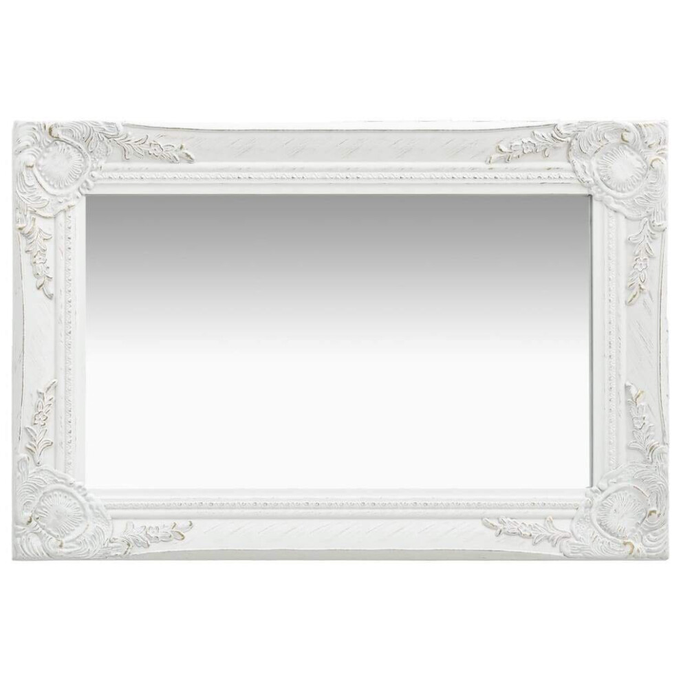 Wall Mirror Baroque Style 60x40 cm White