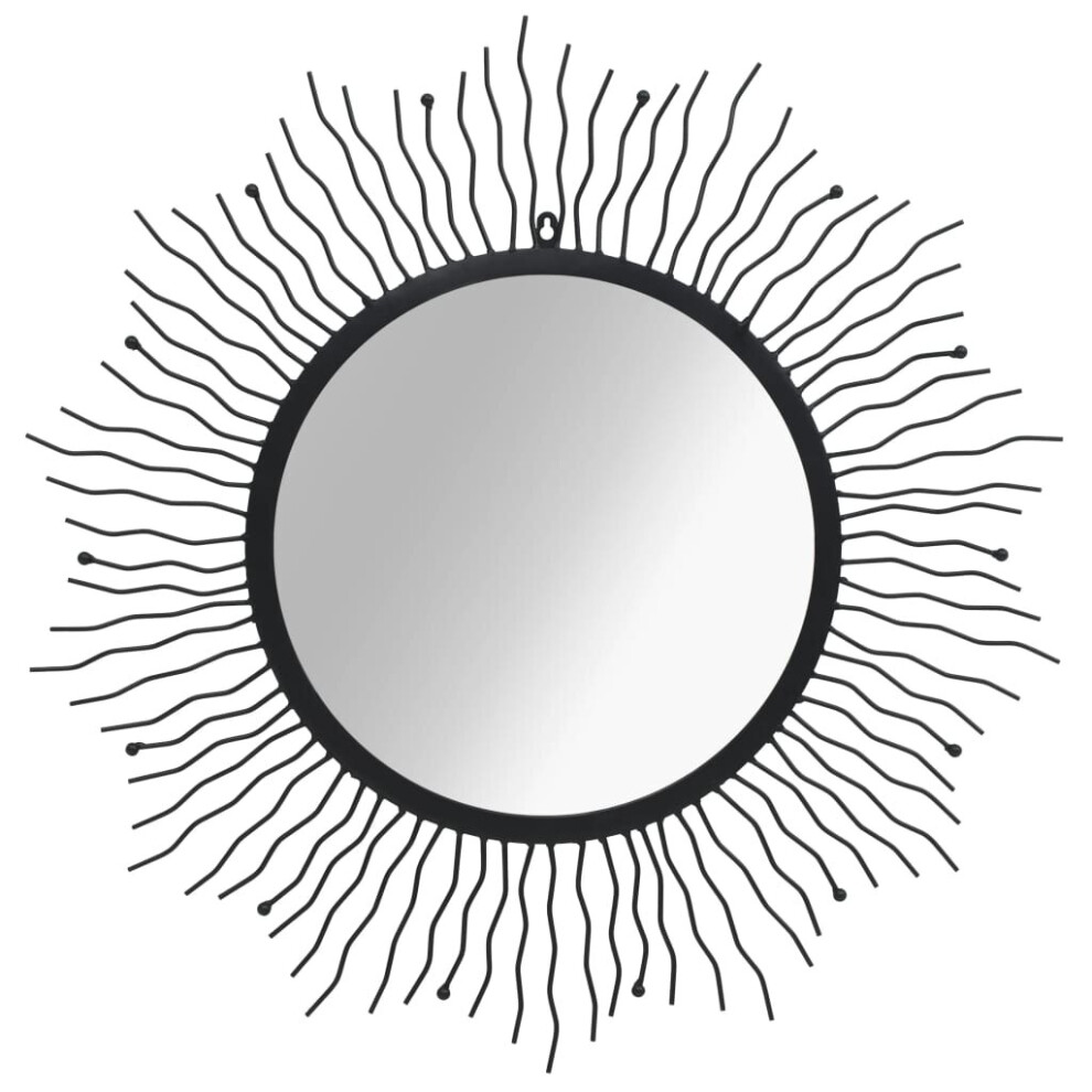 Wall Mirror Sunburst 80cm Black Home Bathroom Hanging Make-up Vanity