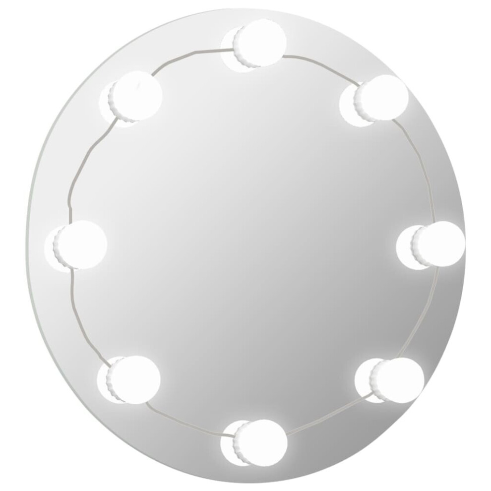 Wall Mirror with LED Lights Round Glass Wall-Mounted Makeup Mirror