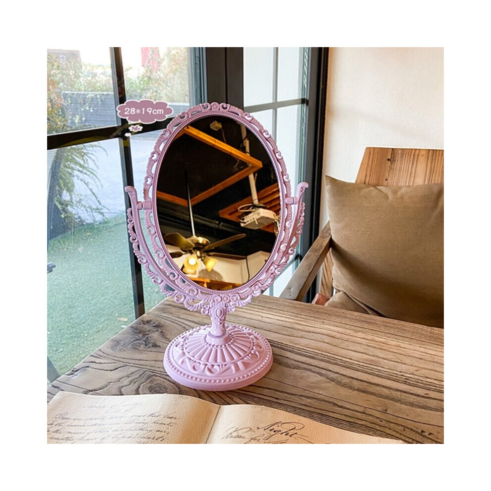 Vintage European Style Heart Round Shaped Makeup Mirror Acrylic Single Side Makeup Mirror 360 Degree Swivel Desktop Makeup Tools