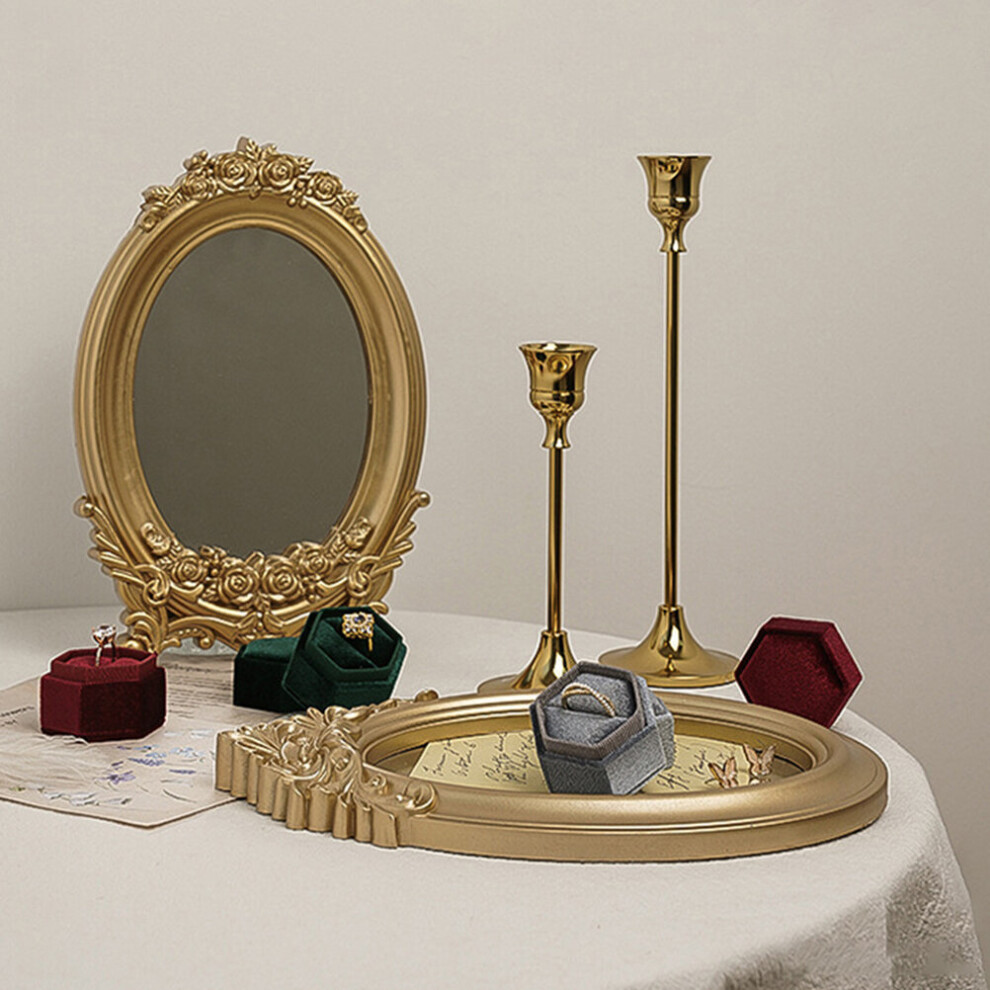 Vintage Makeup Mirror Frame Mirror Decorative Nordic Retro Mirror Tray Photography Prop Decoration Wedding Gift - Image 2