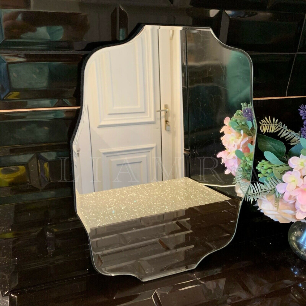 Vintage Style Ornate Hanging Wall Mirror Art Deco Geo Frameless Mirror