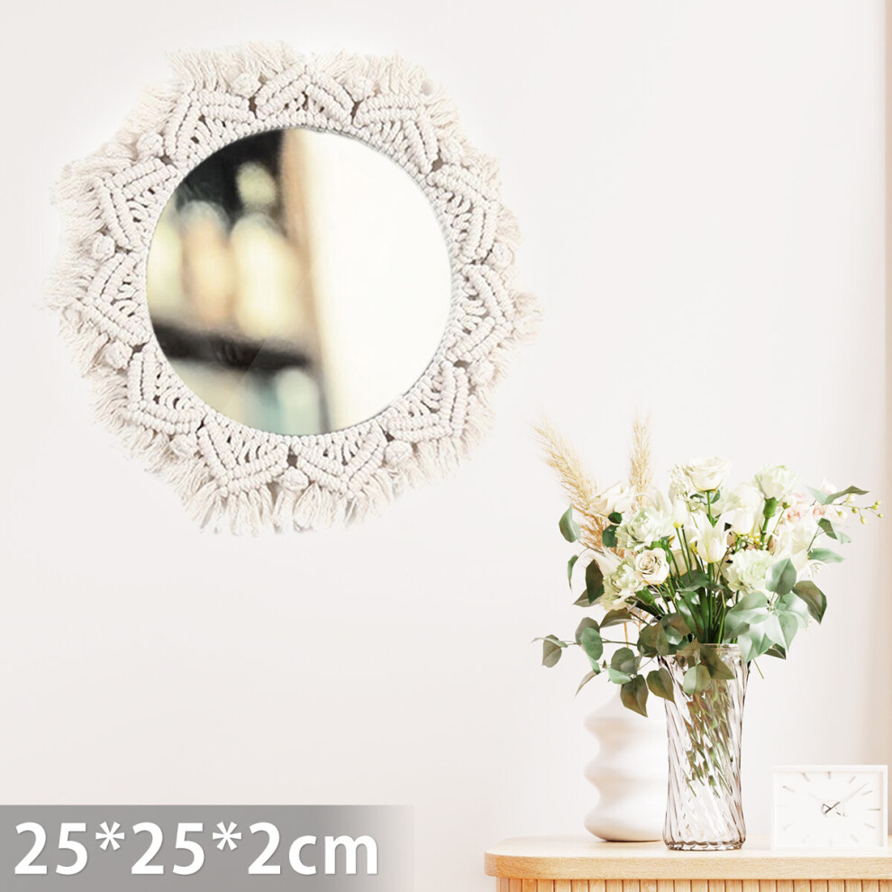 Wall Hanging Mirror Macrame Mirror Boho Decorative Round Mirror Room Decor Hanging Wall Mirror Bohemian