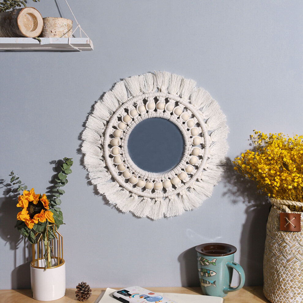 Wall Mirror Macrame Decorative Mirrors Boho Home Decor Wall Hanging Mirror for Living Room Decoration Bedroom Baby Nursery Gift