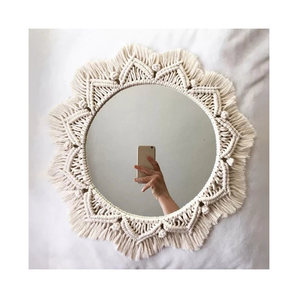 Wall Mirror Macrame Wall Hanging Mirror Boho Home Decor Mirrors for Bedroom Baby Room Decoration Nursery Decor