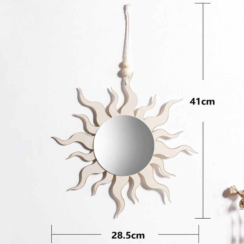 Wall Mirror Sun Wood Decorative Mirror Sunburst Boho Home Decoration Room Decor Entryway Bedroom Living Room House