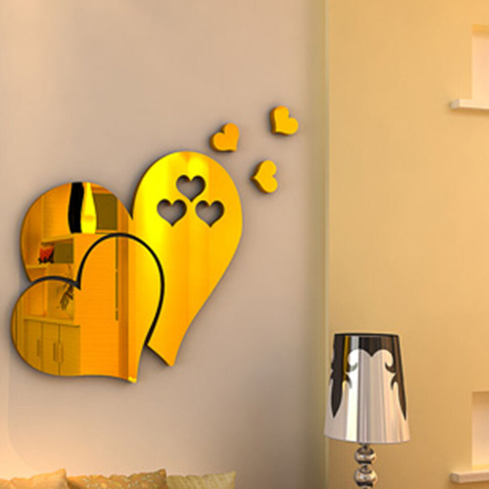 Wall Sticker 3D Mirror Acrylic Self Adhesive Modern Heart Shape Poster TV Background Ceiling Wall Decoration DIY Home Decor