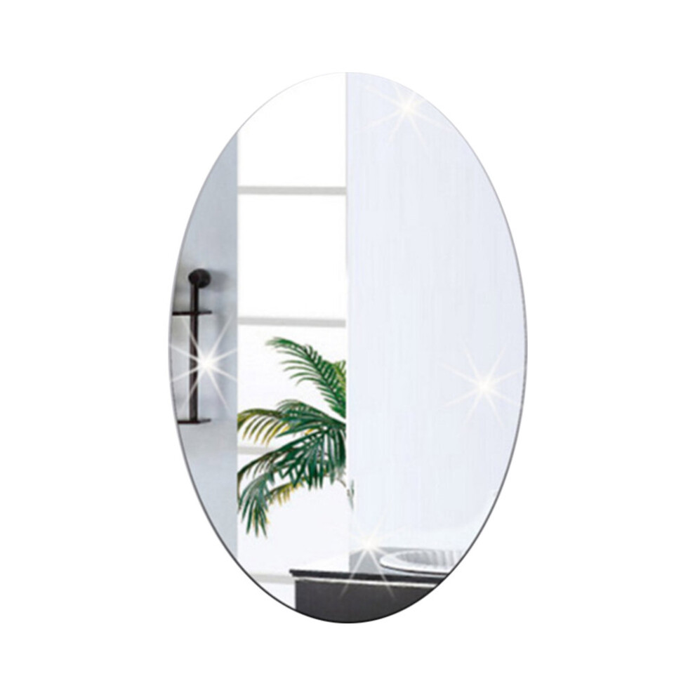 Wall Sticker 3D Mirror Effect Removable Rectangle Oval Background Decoration for Home RERI889
