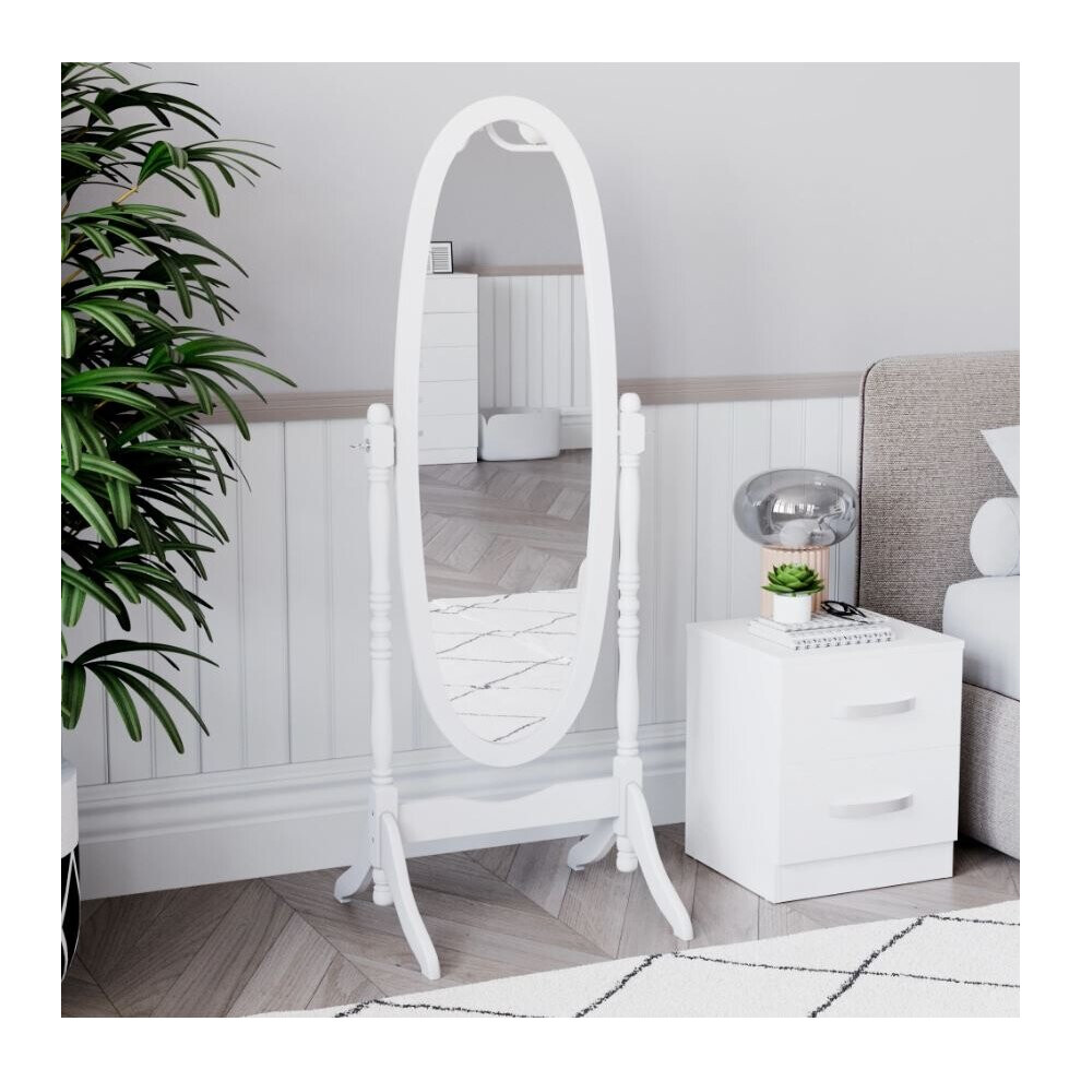 (White) Nishano Oval Mirror Freestanding Tall Swivel Frame