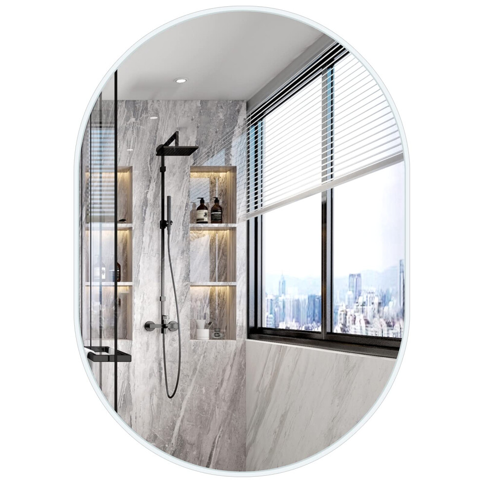 (White) Oval Wall Mirror Bathroom & Living Room Decor