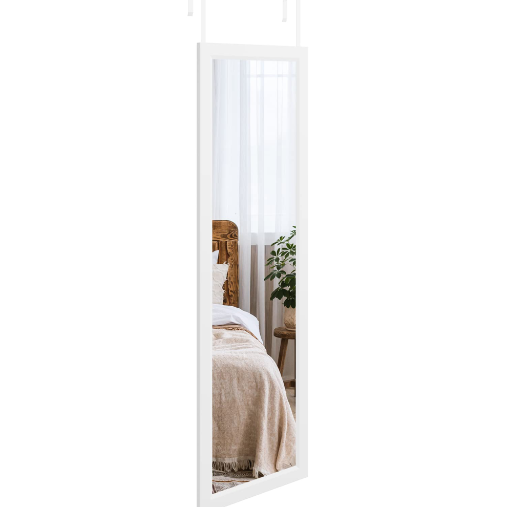 (White) Over Door Mirror Full Length 110x33cm Wall Mounted
