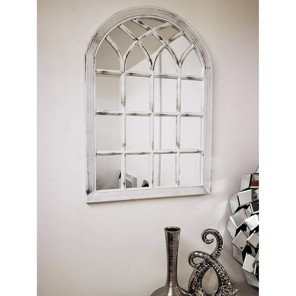 White Rustic Soho Window Style Mirror Elegant Mirror 50.5X71 Cm