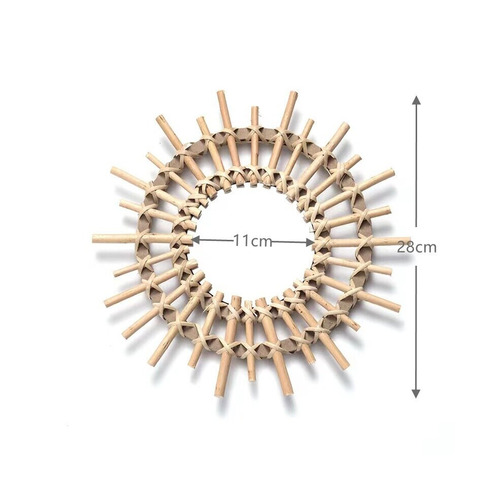 Willow Makeup Mirror Nordic Rattan Decorative Mirror Hand-woven Wall Hanging Living Room Porch Decoration Pendant Looking Glass