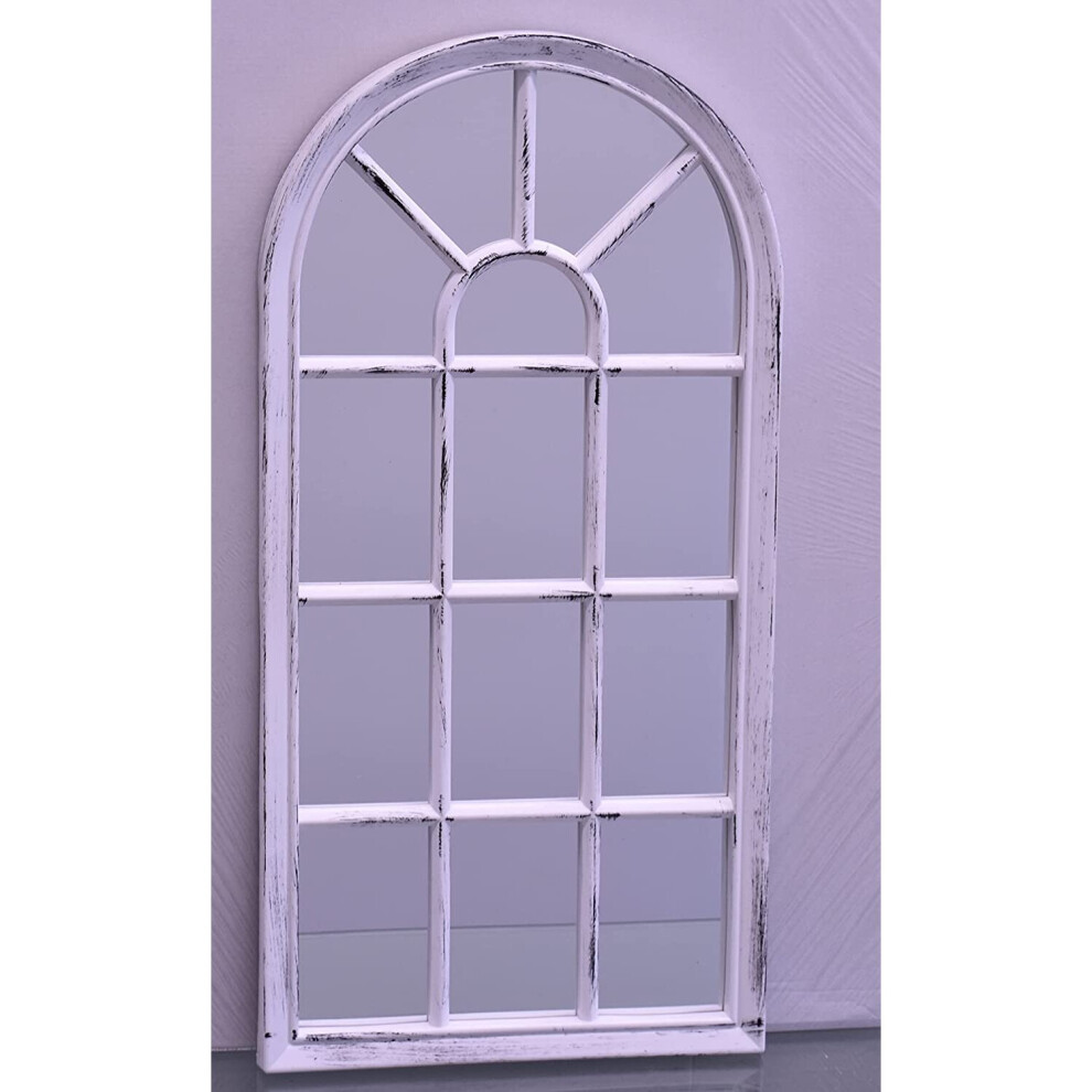 Window Style Wall Mirror Simply Stylish Decor 69x 34cm White Rustic