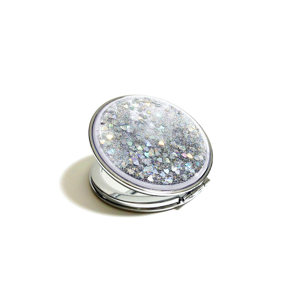 Womens creative lovely quicksand double-sided circular magnifying glass cosmetic mirror pocket mini portable double-sided flip