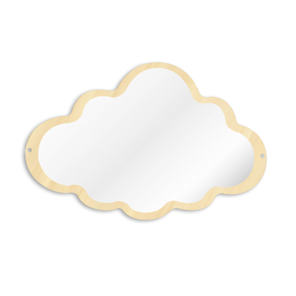 Wooden Engraved Acrylic Cloud Mirror Nursery Kids Room Decor Frameless Children Safety Wall Mirror Hanging Make-up Mirror