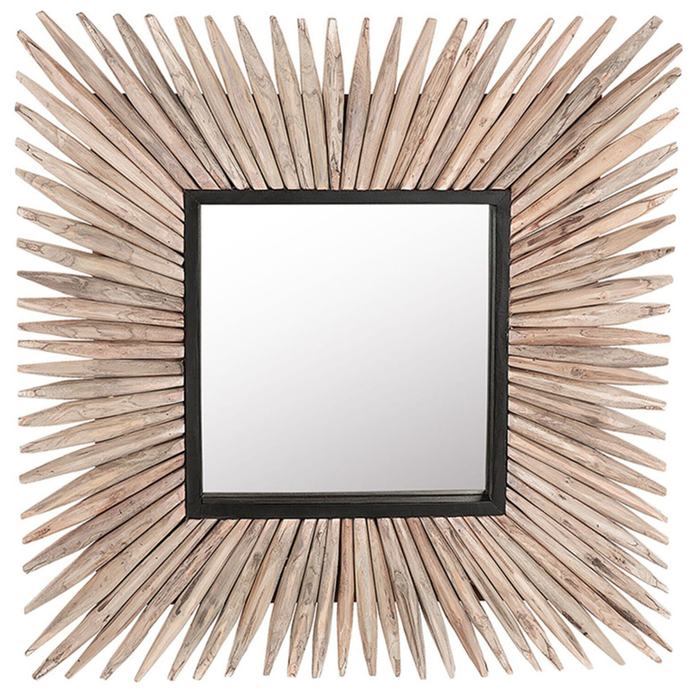 Wooden Wall Mirror 64 x 64 cm Light SASABE