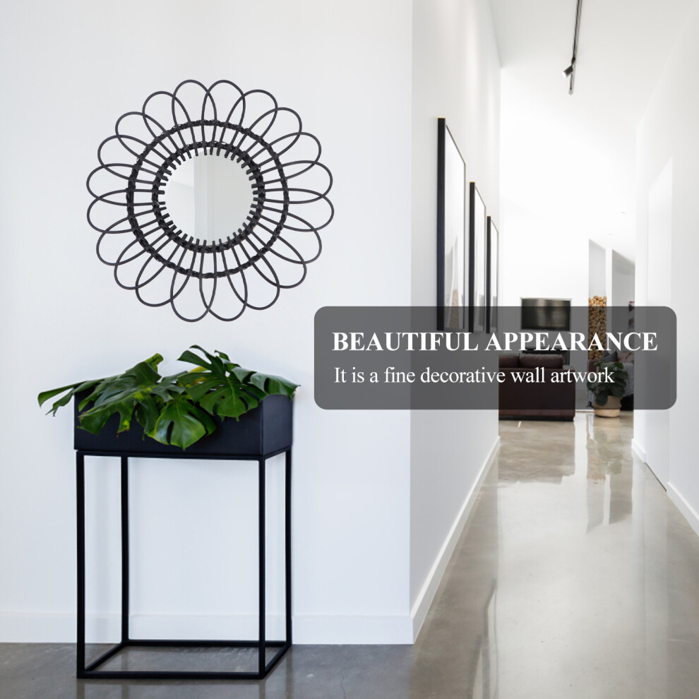 Wovan Wall Mirror Rattan Mirror Wall Hangings Decorative Mirror for Bathroom Living Room Bedroom Dresser ( )