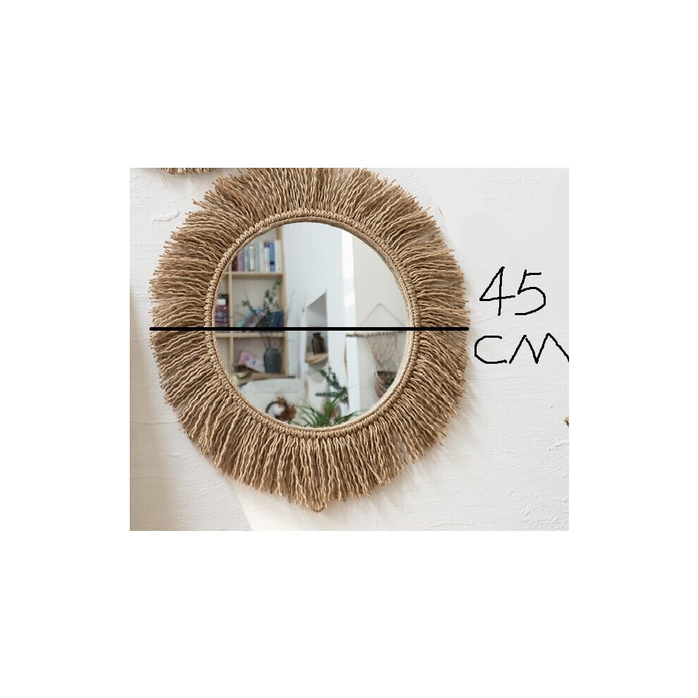 Woven Hemp Rope Mirror Nordic RETRO Art Circular Mirror Living Room Decoration Mirror Coffee Shop Boho Decor