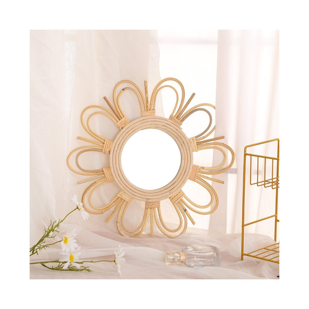 Woven Rattan Dressing Mirror Innovative Art Decoration Makeup Mirrors Bathroom H55A
