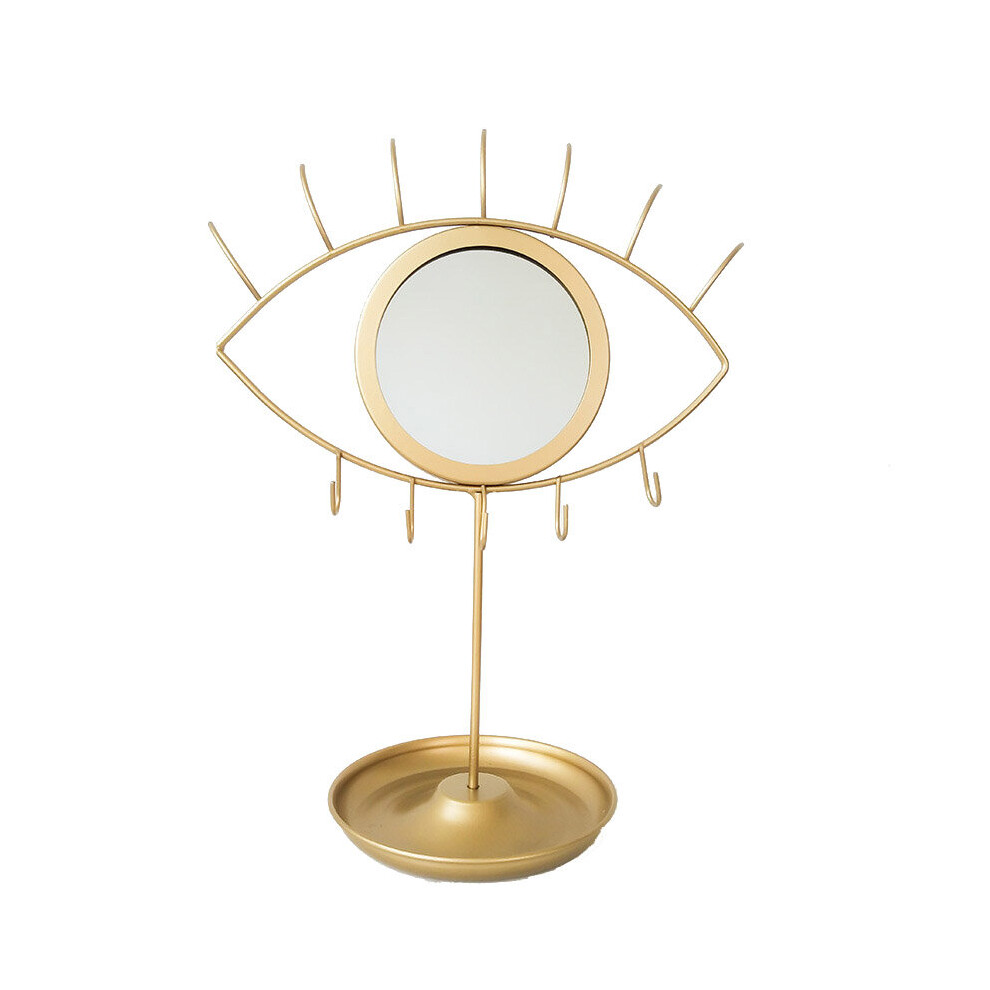 Ydewiner Creative Eye / Rabbit Shape Makeup Mirror,Nordic Style,Gold Trim,Decorative Mirror,with Jewelry Hook,Storage Tray